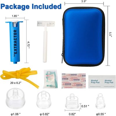 Portable EVA First Aid Kit with Zipper Closure and Four Extraction Cup Sizes for Snake Bites and Bee Stings